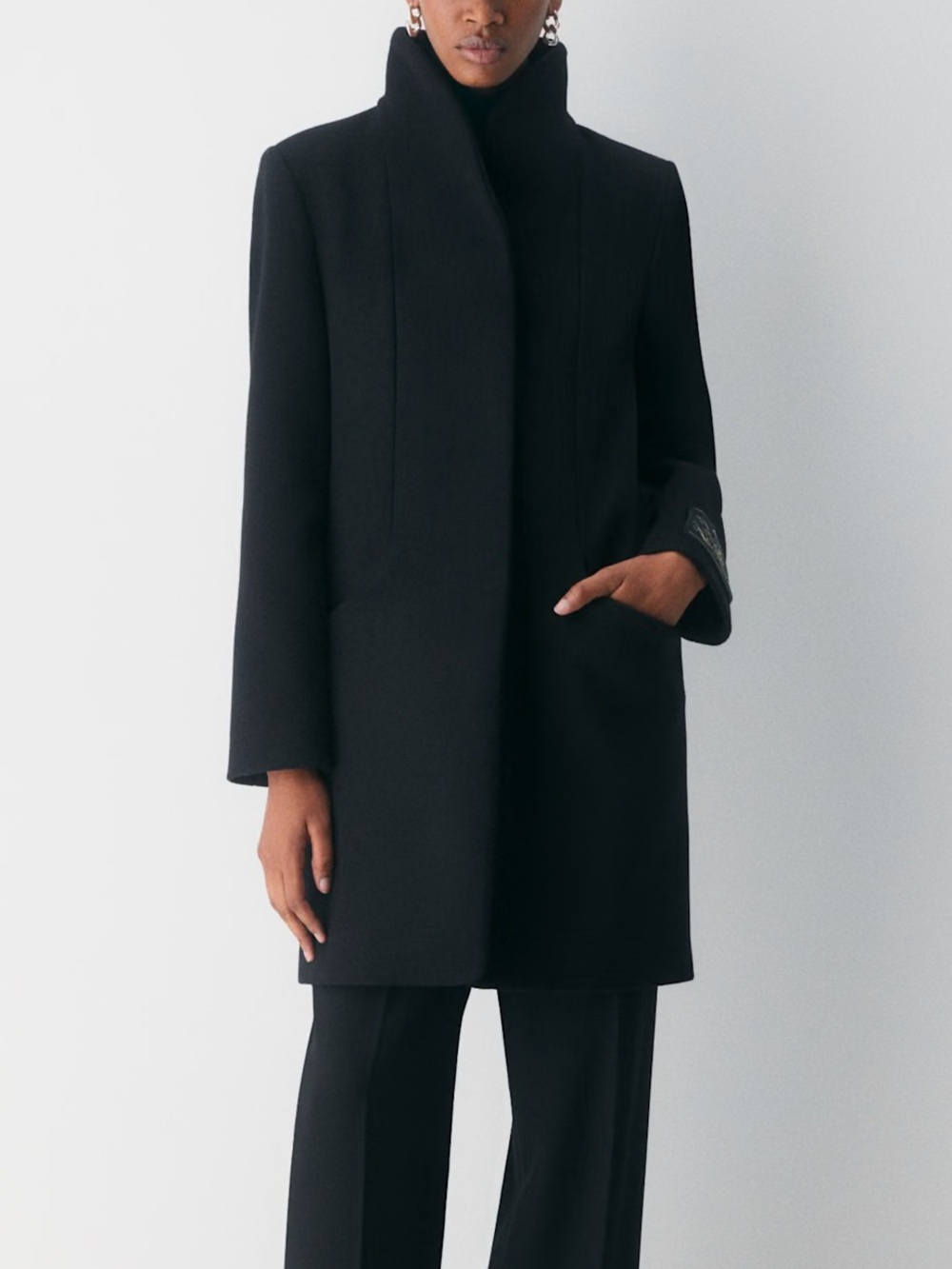Aritzia Wilfred Cocoon Coat Black Wool Cashmere - Picture 1 of 5